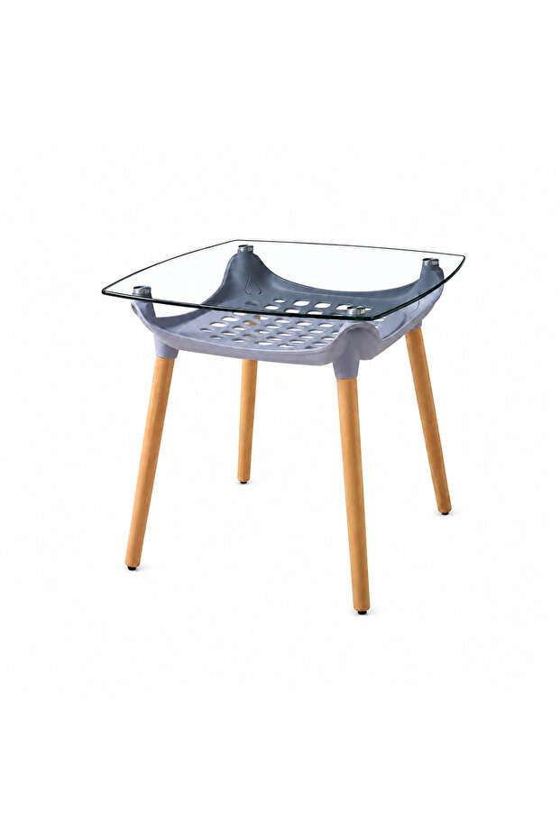 80X80 cm Glass Coffee Table Gray