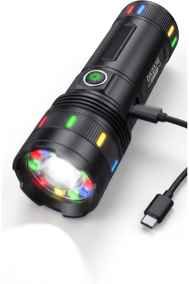 DX2336 High Power Super Bright Flashlight, 5400mAh Type-C Charging, 3 Hours Usage Time, Rechargeable Battery, Portable Design, Strong Illumination