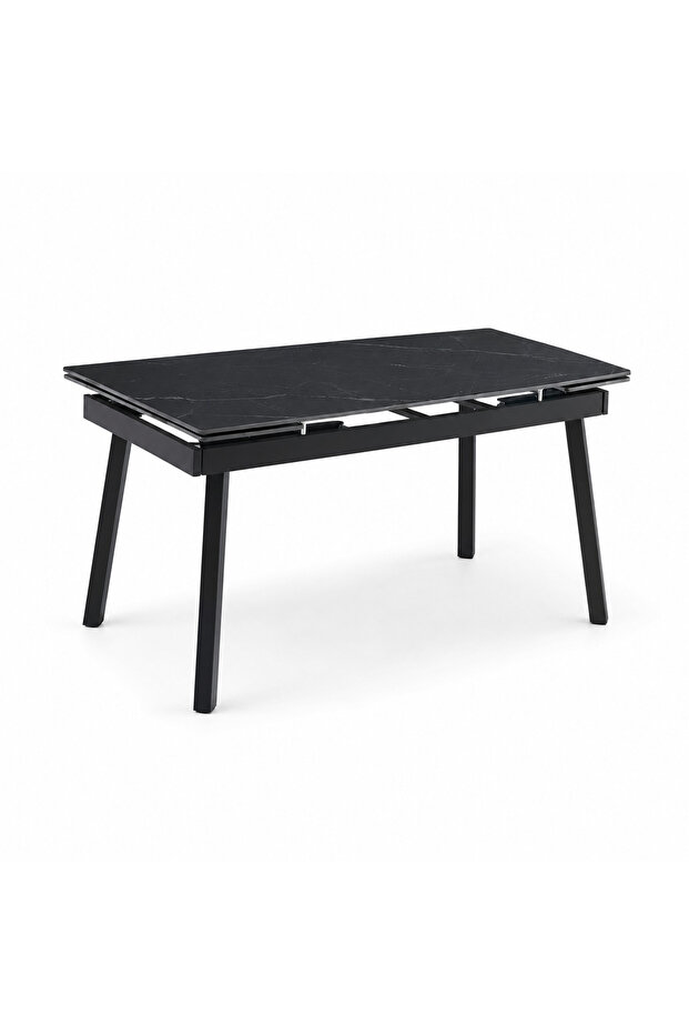 Extendable Dining Table 120 + 30 X 85 cm Black and Matt Gold