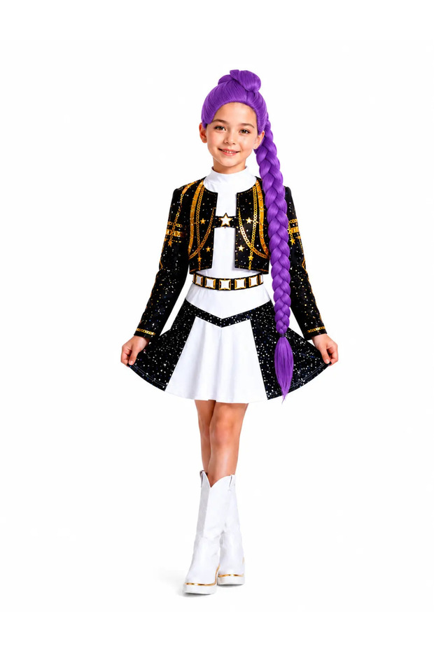 K-Pop Demon Hunters Cosplay Rumi Costume with Wig for Kids