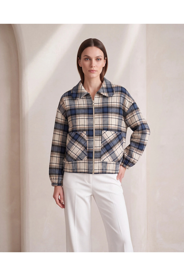 Patterned Cashmere Bomber Jacket