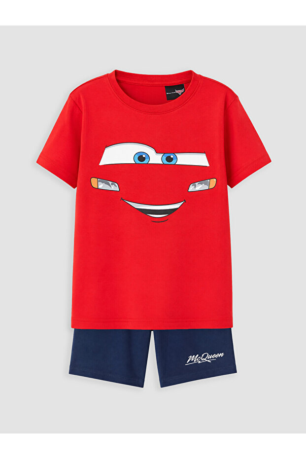 Lcw Kids Red Printed Boy's Shorts Pajama Set