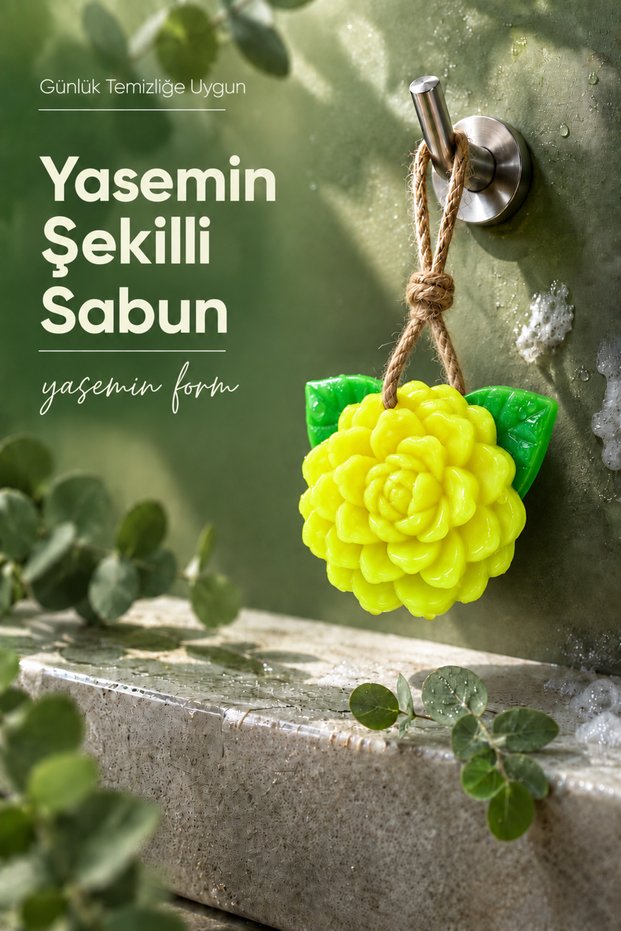 Yellow Jasmine Shaped Solid Soap 10.5X9.5 cm Hangable Decorative Bathroom Hand Soap
