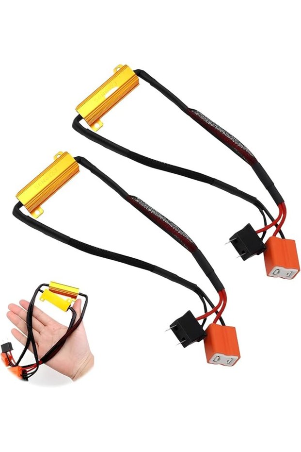 طقم مقاوم كانبوس LED H7 مكون من قطعتين، مقاوم حمل 50 واط 8 أوم مقاوم للماء، مضاد للوميض لمصابيح السيارة الأمامية