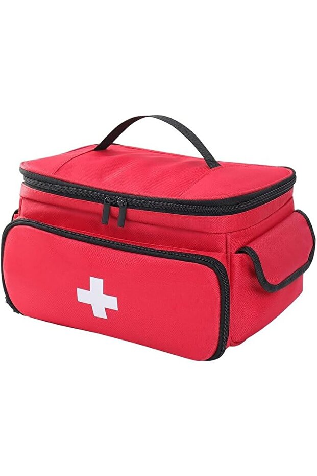 First Aid Bags, Red Empty Medical Supplies Organizer with Spacious Interior and Comfortable