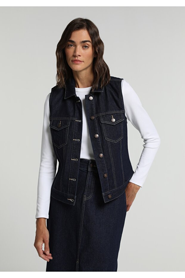 Regular Fit Women's Dark Indigo Denim Vest