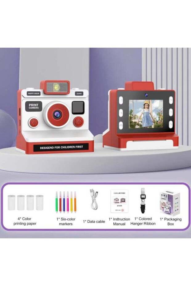 Kids Instant Print Camera | 2.4" Screen HD Digital Camera for Children with Zero-Ink Thermal Printing | No Mess, No Cartridges | Rechargeable STEM Toy for Boys & Girls Ages 4-12 | Includes Ga