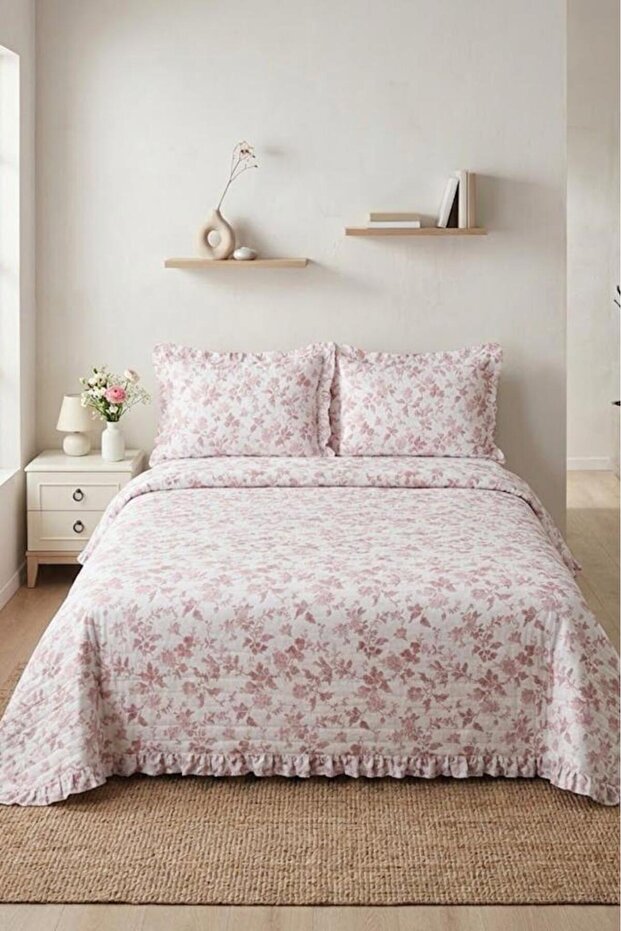 Sereni Fiber Filled Double 240X260 cm Bedspread Powder