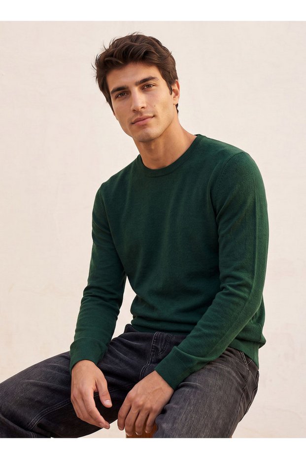 Basic Crew Neck Textured Sweater
