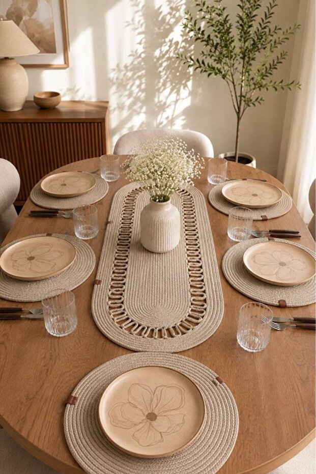 Aura Luxury Round 7-Piece Dinner Set Beige