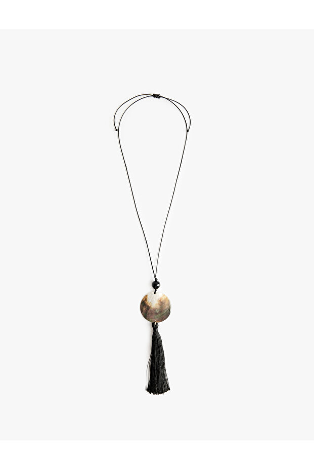 Bead Detailed Tassel Necklace