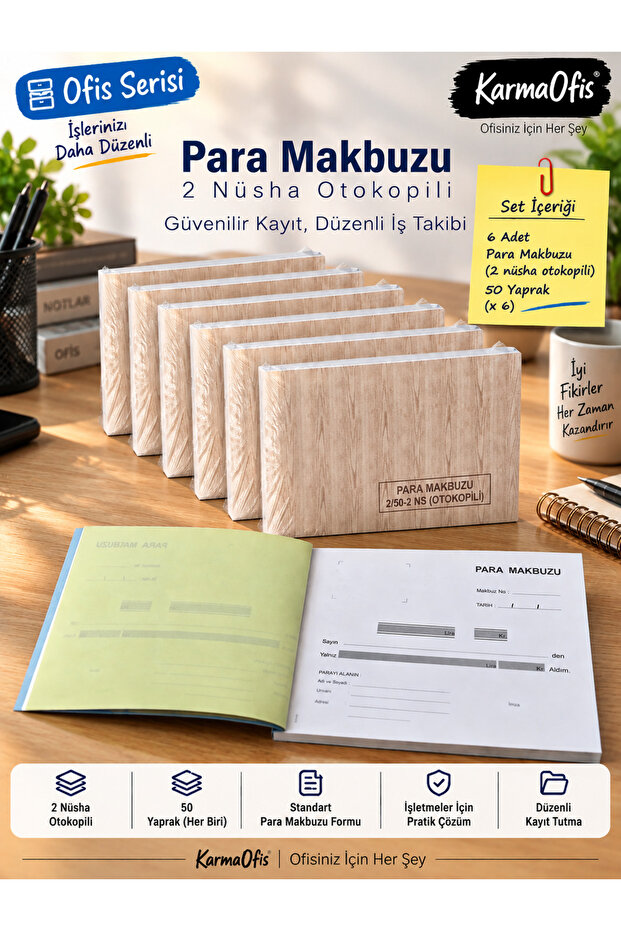 2 Nüsha Otokopili Money Receipts 50 Sheets – 6 Optional Pieces