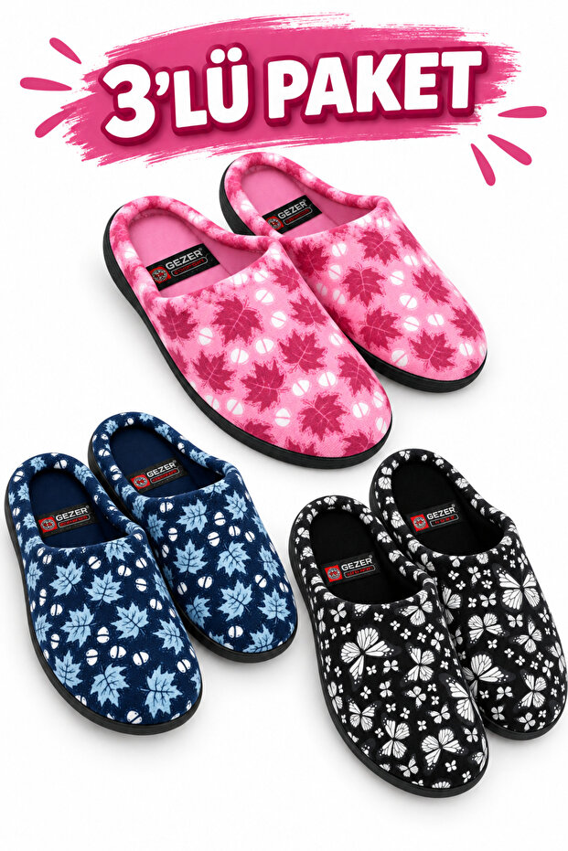 Pack of 3 Winter Women's Home Guest Dowry Bundle Slippers