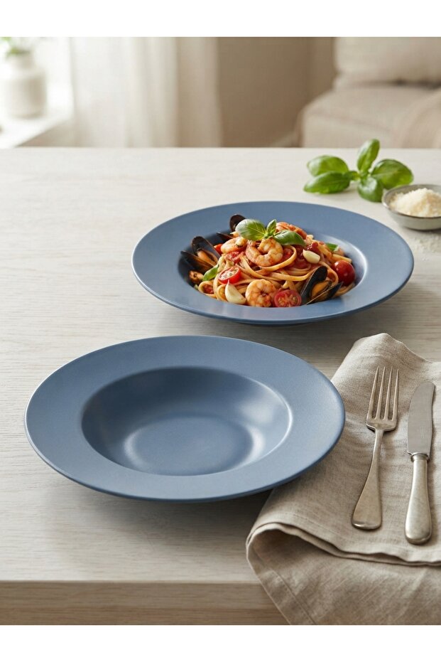 Delta Pasta Plate Matte Blue 2 Pieces 26 cm