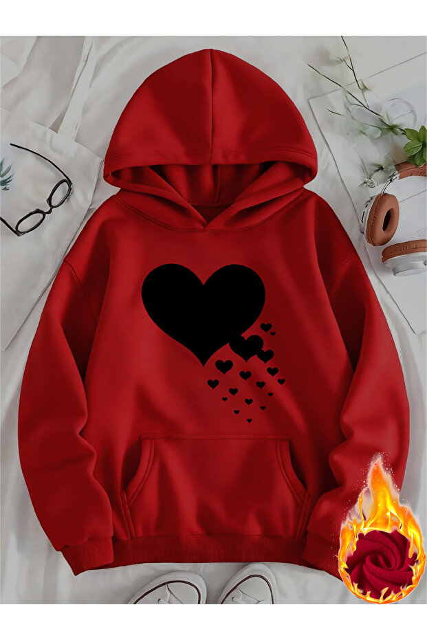 Unisex Women's Printed Hooded Kangaroo Pocket Comfortable Fit Regular Cut Sweatshirt