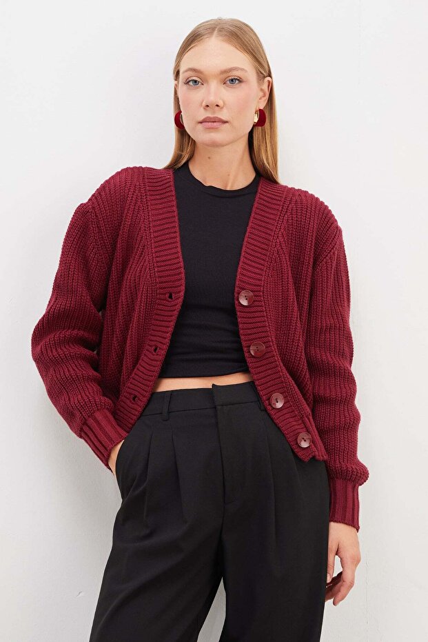 Buttoned V-Neck Casual Knitwear Cardigan