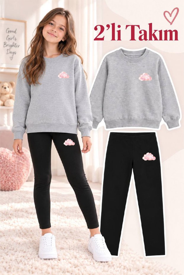 Girl's Crew Neck Sweatshirt and Leggings 2-Piece Set