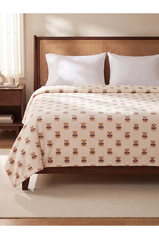 Lcw Home Mixed Bear Patterned Double Blanket 200X220 cm