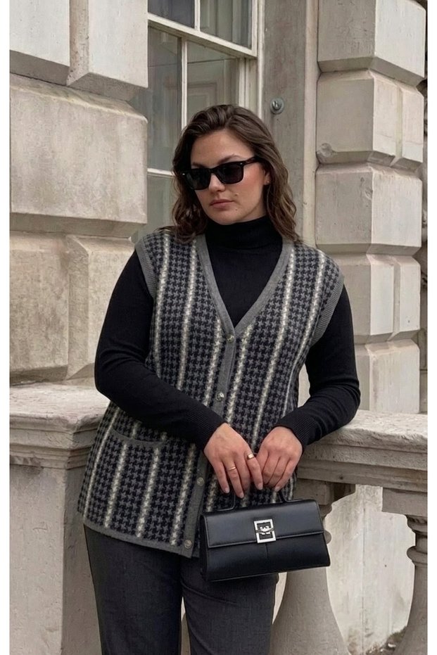 Snowflake Pattern Colorful Steel Knitted Tricot Women's Vest