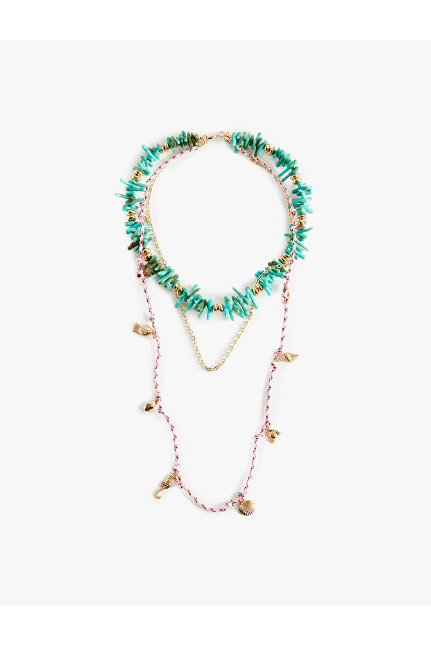 Sea-Themed Charm Detailed Beaded Multiple Necklace