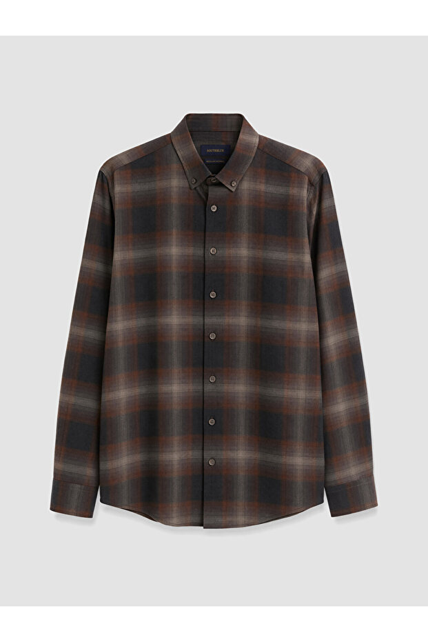 Özmarka New Season Brown Regular Fit Plaid Men's Lumberjack Shirt