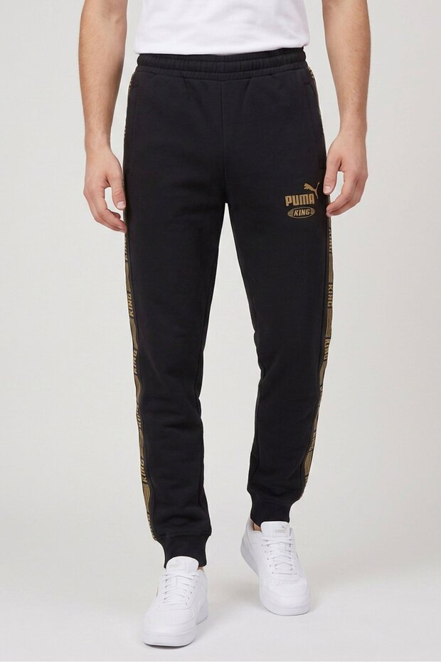 Men Sportswear Fit Drawstring Training Track Pants, Black