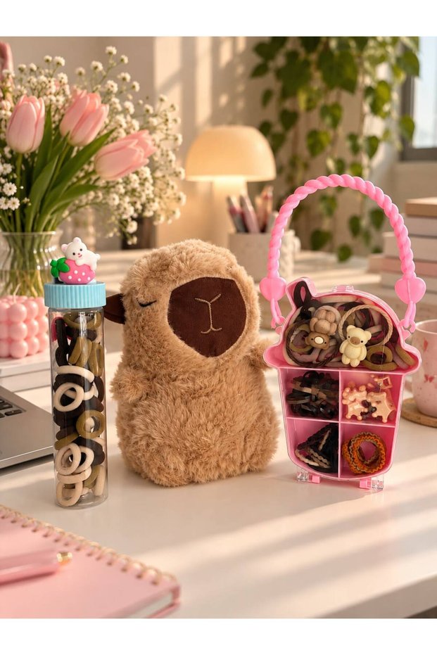 Set of 3 Capybara Keychain Buckles & Rubber Buckle with Teddy Bear & Gift Buckle Box