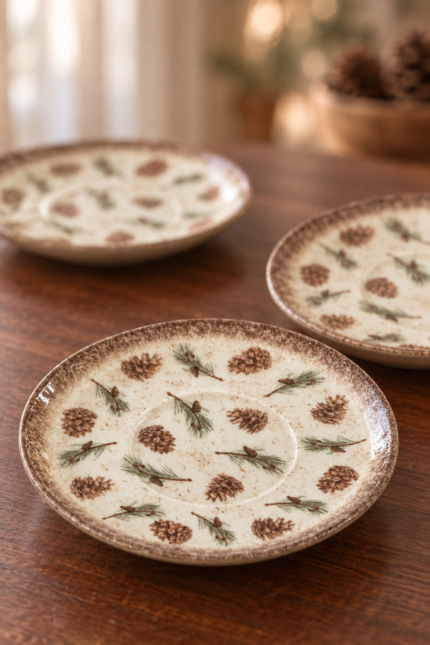 Kozalak 6-Piece Porcelain Tea Plate Set