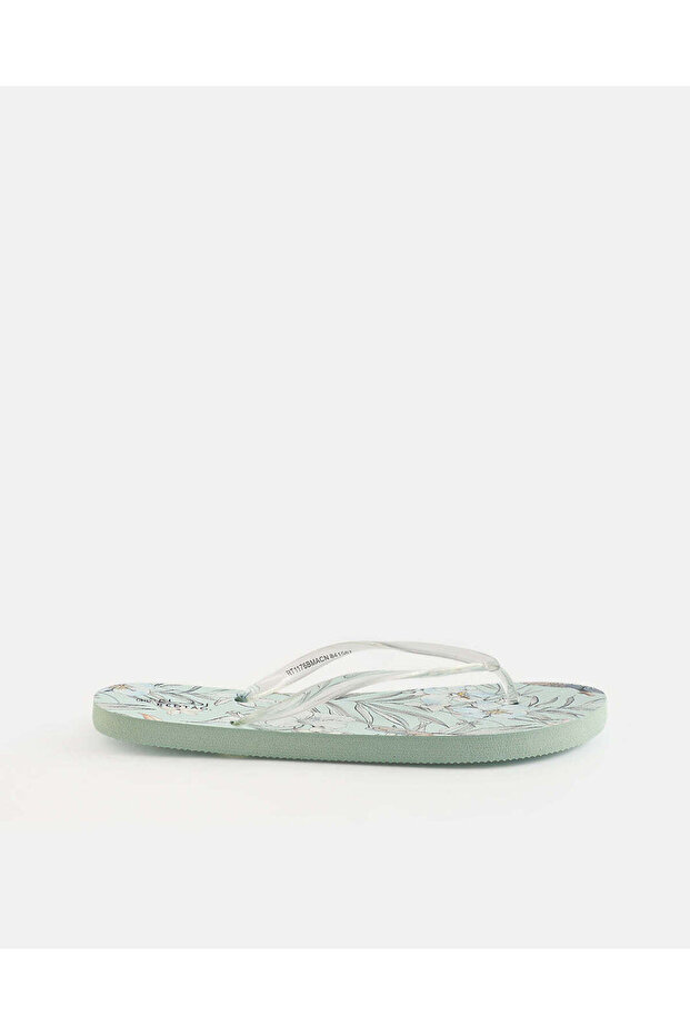 Women Mint Botanical Printed Flip Flops