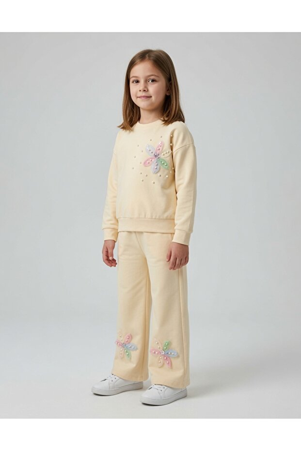 Beaded Flower Detail Girls' Set