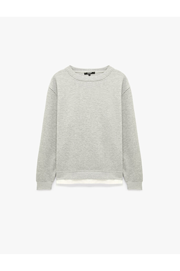 Ribbed Regular Fit Crew Neck Long Sleeve Sweatshirt
