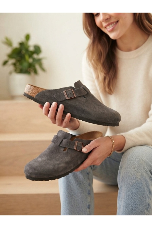 Suede Closed Front Flat Unisex Sabo Slippers | Daily Slippers | | Home Office Outdoor Women's Slippers