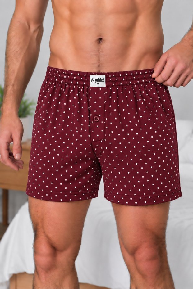 Yildiz Çamaşir 3-Pack Men's 100% Cotton Patterned Boxers – Comfortable Cut with Elastic Waistband