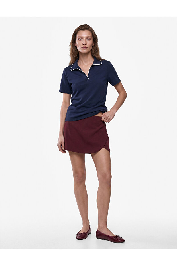 Modal Fabric Regular Fit Ribbed Short Sleeve Polo Collar T-Shirt