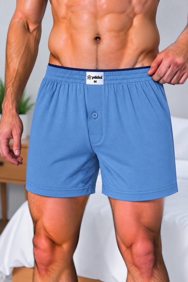 Yildiz Çamaşir 3-Pack Men's 100% Cotton Plain Boxer Shorts – Comfortable Cut with Elasticated Waistband