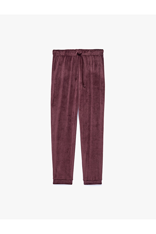 Comfortable Fit, Lace-Up Waist, Velvet Pajama Bottoms