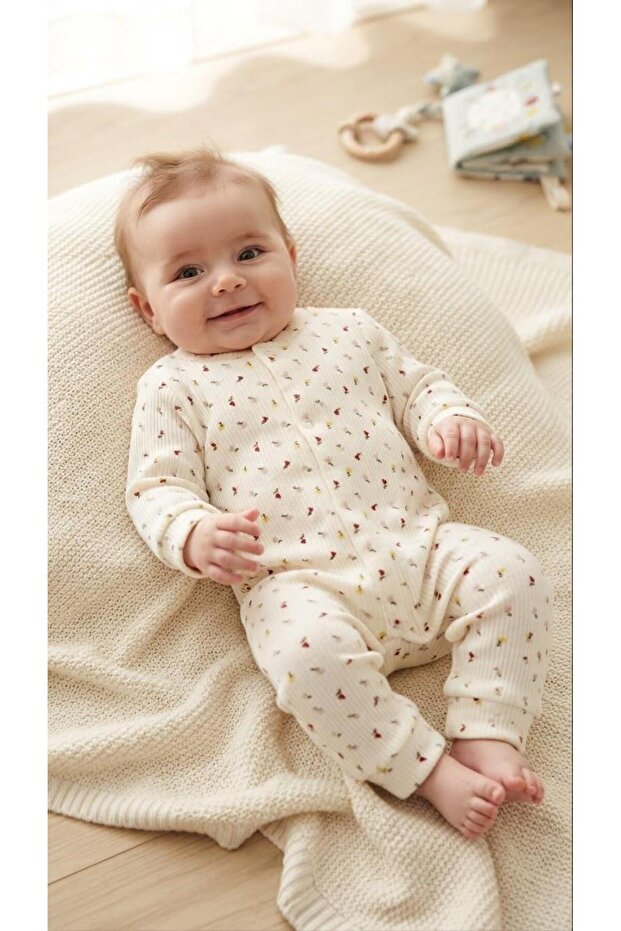 Nayinom 0116 snap-closure ribbed cotton bodysuit romper (no booties)
