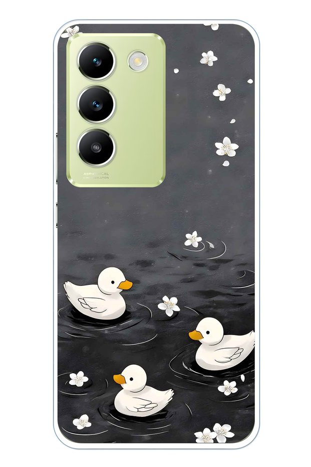 حافظة هاتف شفافة بنمط كتاكيت صغيرة متوافقة مع هاتف Vivo V30 Lite