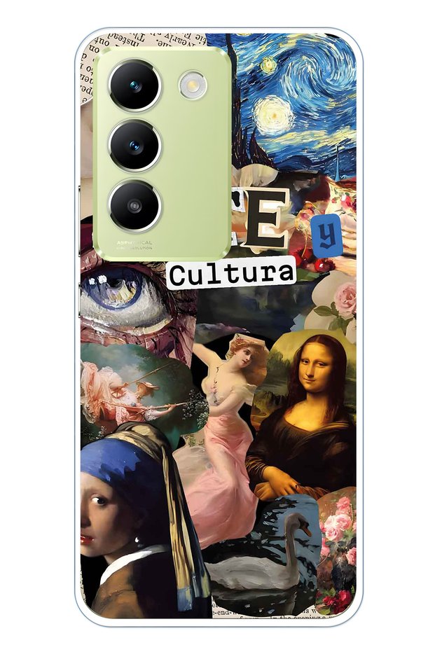 Vivo V30 Lite Compatible Art Collage Pattern Transparent Phone Case