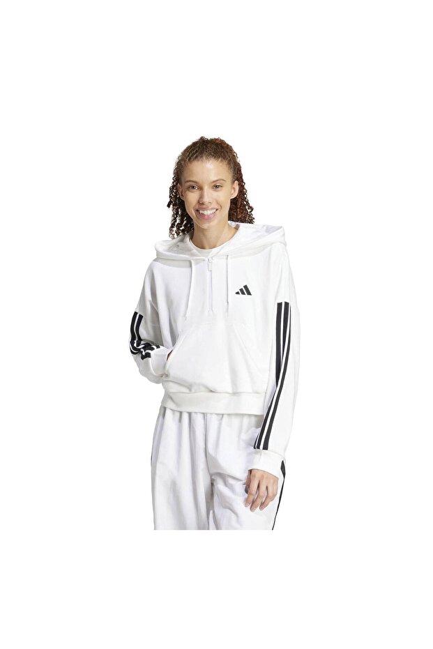 Jn1948-K W 3S ft Qz Hd Women's Sweatshirt White