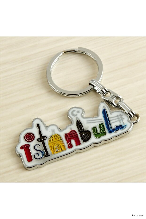 Ilkestor Istanbul Written Metal Keychain (173836) Silver Color