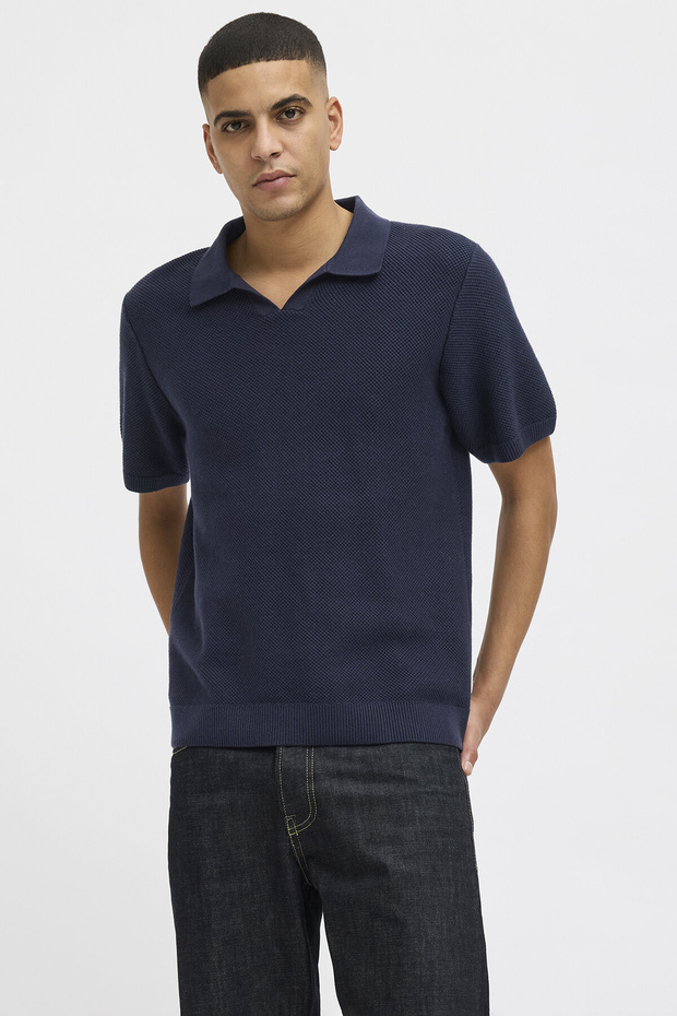 Men's Midnight Blue Polo Neck T-Shirt (Model Code:12273012)