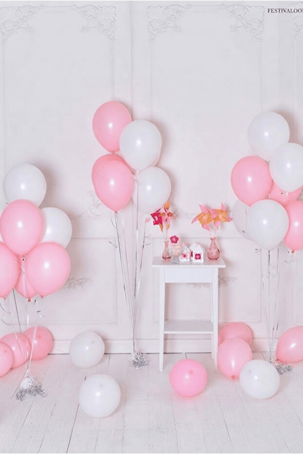 20-Piece Pink and White Balloon Set Baby Shower Birthday Party Celebration and Stylish Organization Decor