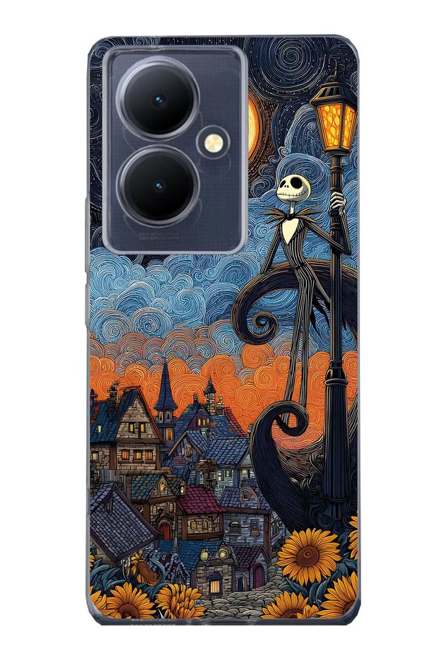 Vivo V29 Lite 5g Compatible Jack Skellington Patterned Transparent Phone Case