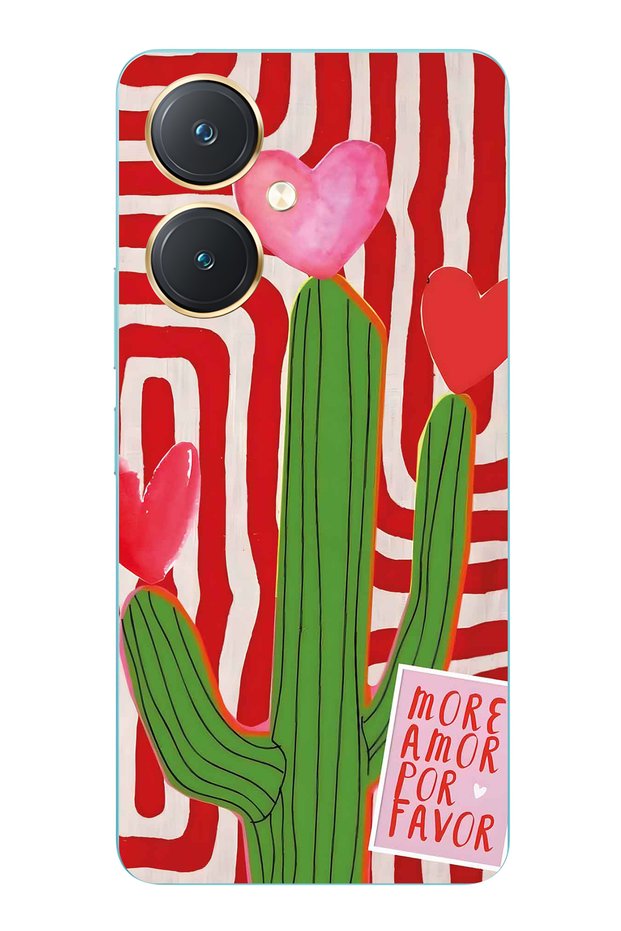 Vivo Y27 Compatible Cactus Patterned Transparent Phone Case