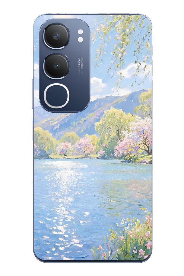 Vivo Y19S Compatible Monet Style Lake Landscape Pattern Transparent Phone Case