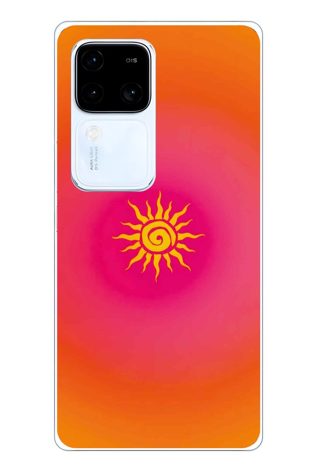 Vivo V30 Compatible Retro Sun Pattern Transparent Phone Case