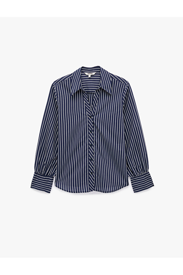 Regular Fit Cotton Turn-Down Collar Long Sleeve Striped Shirt