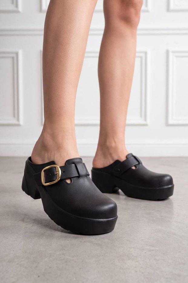 Black Women's Thick Heeled Hospital Chef Doctor Nurse Wet Floor Slippers Z045Nav