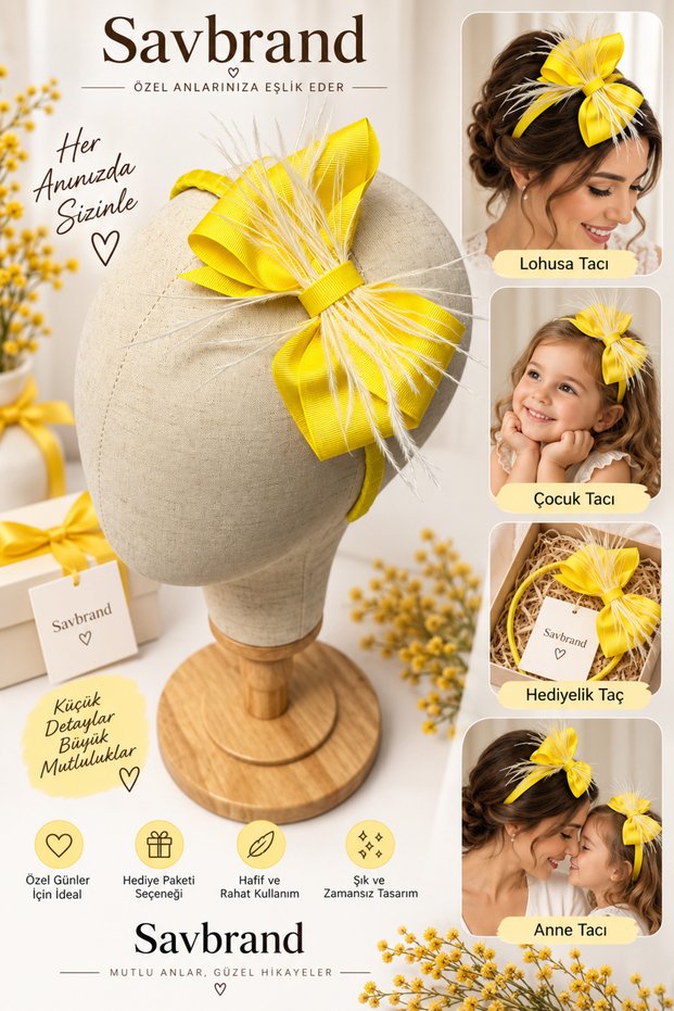 Luxurious and Stylish Mother's Crown - Feathered Ribbon Crown